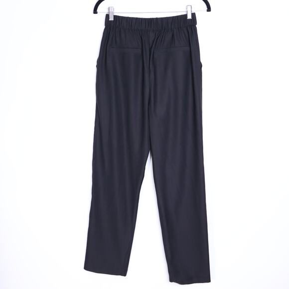 LULUS Satin Pleated Pull On Pant Black High Rise Tapered Fit Unlined Women's S - Picture 2 of 8